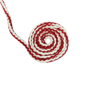 Cordon blanc et rouge tricoté