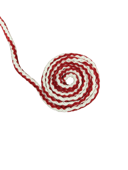 Cordon blanc et rouge tricoté