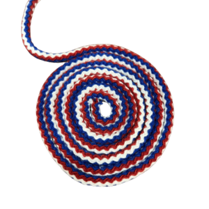 Cordon tricoté bleu, blanc rouge