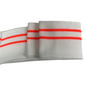 Manchette blanche rayée orange fluo