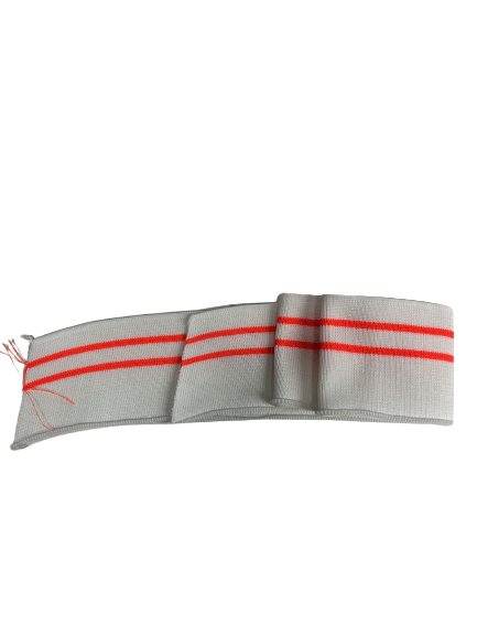 Manchette blanche rayée orange fluo