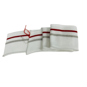 Manchette blanche avec rayures rouge et grise