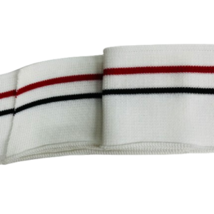 Manchette blanche avec rayures noire et rouge