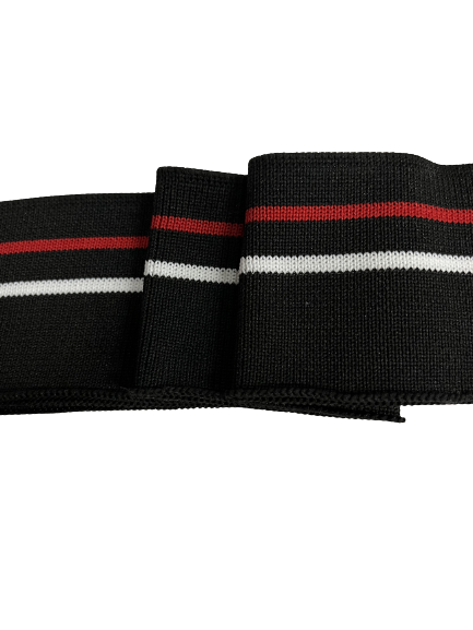 Manchette noire avec rayures rouge et blanc