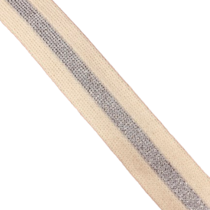 Bande intarsia beige et argentée
