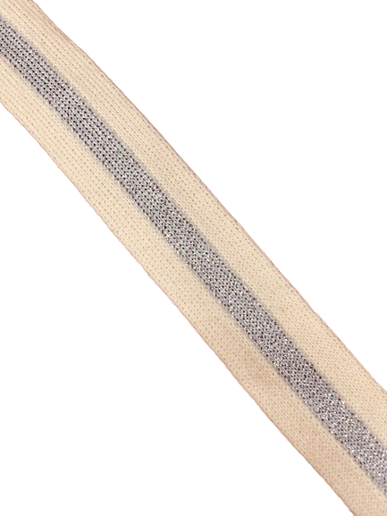 Bande intarsia beige et argentée