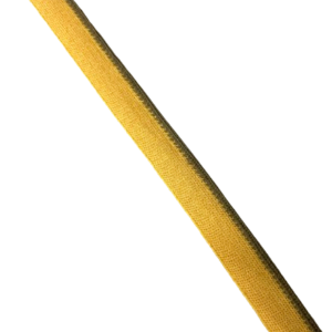 Bande intarsia jaune , roulotté taupe