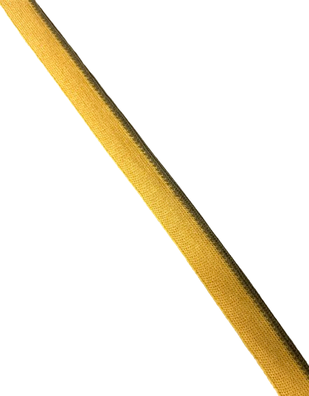 Bande intarsia jaune , roulotté taupe